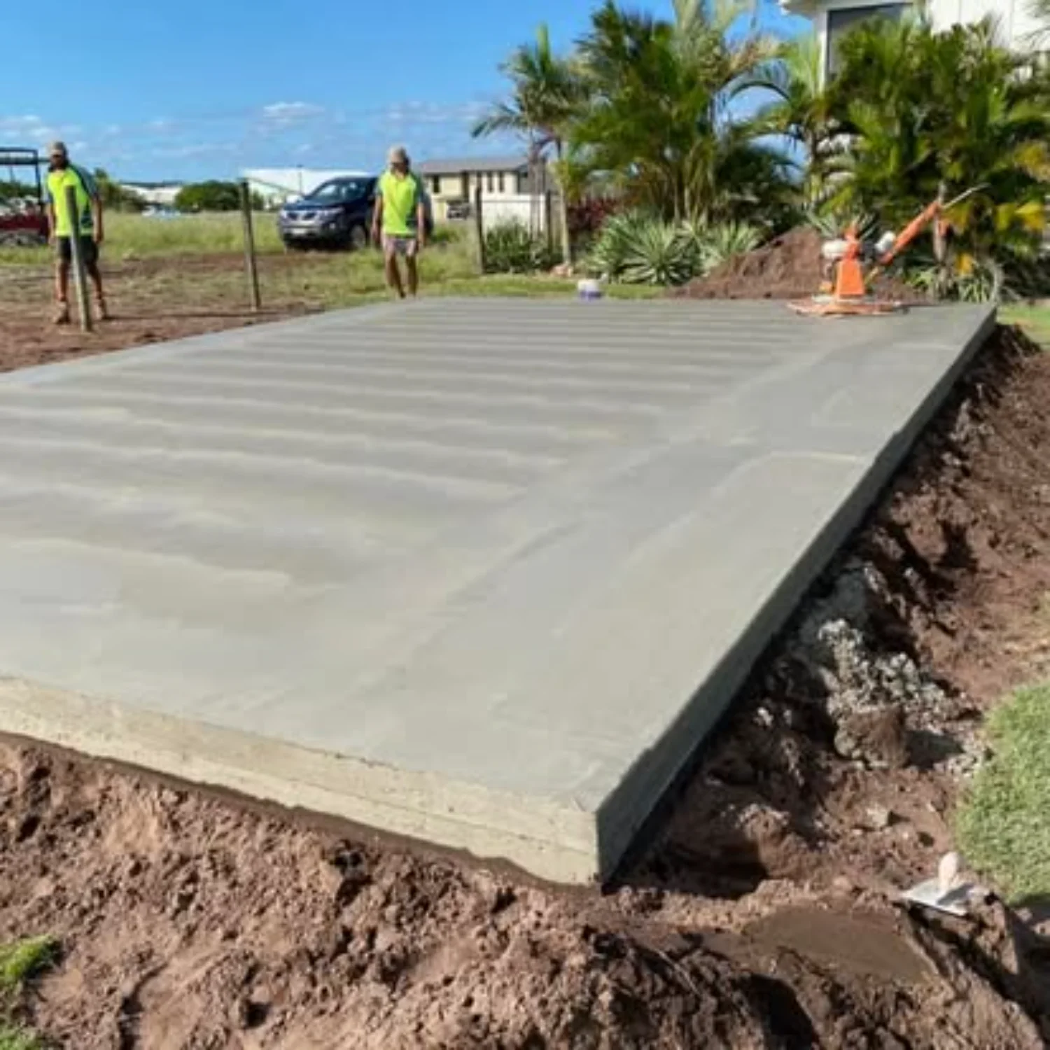 Concrete shed slab being installed by the Mark Holstein Concreting team